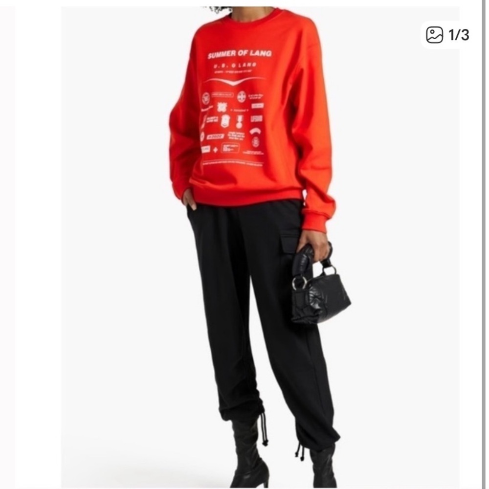 NWT Helmut Lang Graphic Printed French cotton-terry sweatshirt XS
